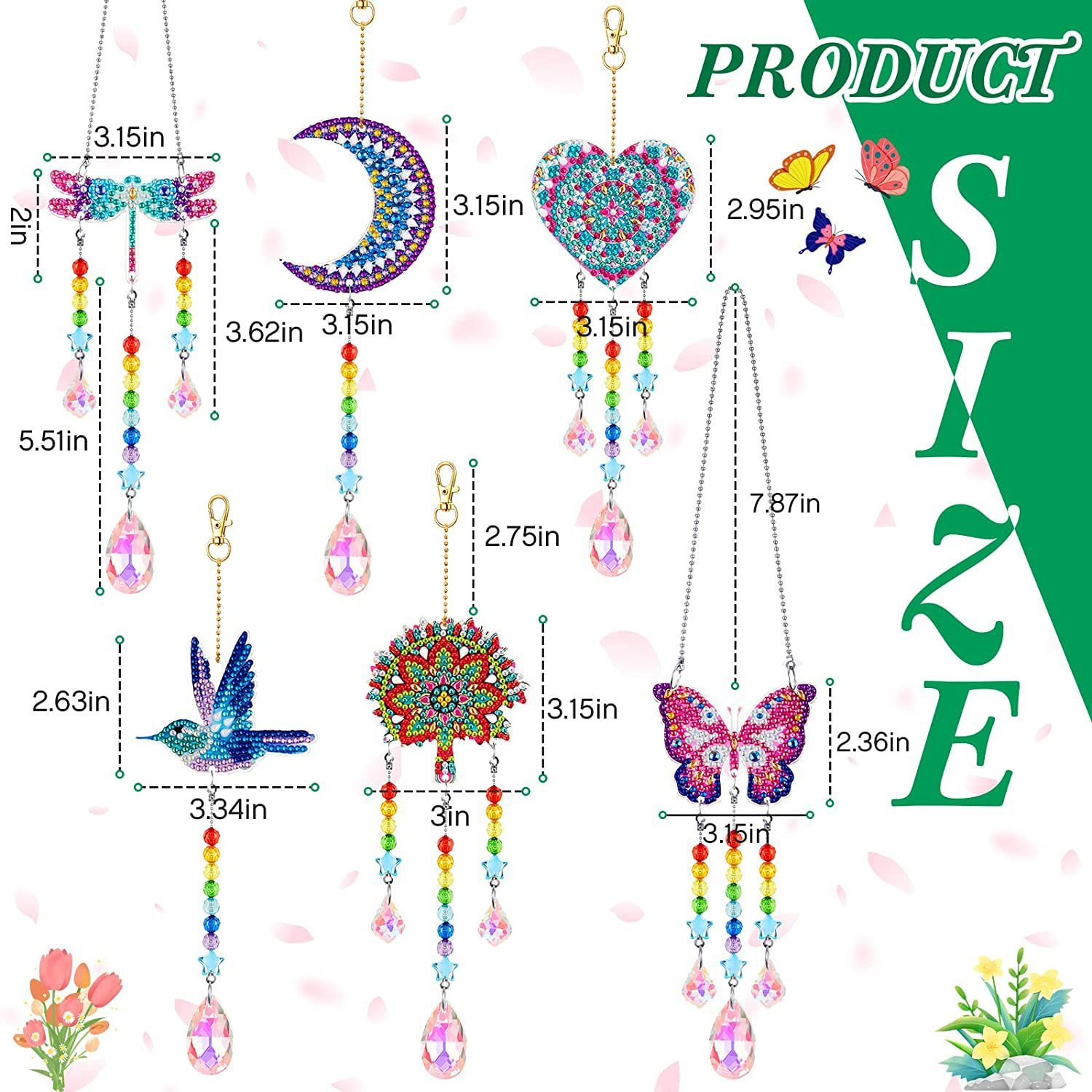 Cartoon-Style Animal DIY Diamond Painting Double-Sided Acrylic Decorative Pendant Wind Chime Beaded Pendant Home Use Direct