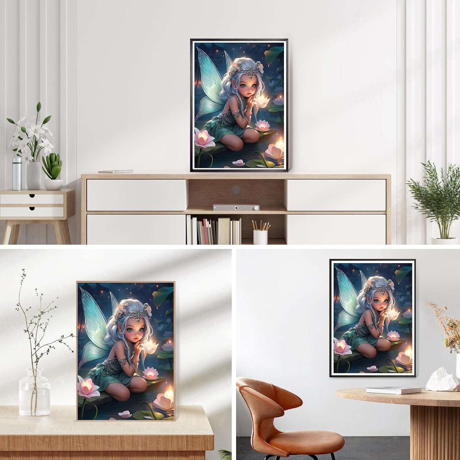 Hot sale DIY 5D Cartoon Fairy Diamond Painting Kits for Beginners Adults,Round Full Drill Flowers Diamond Painting Art