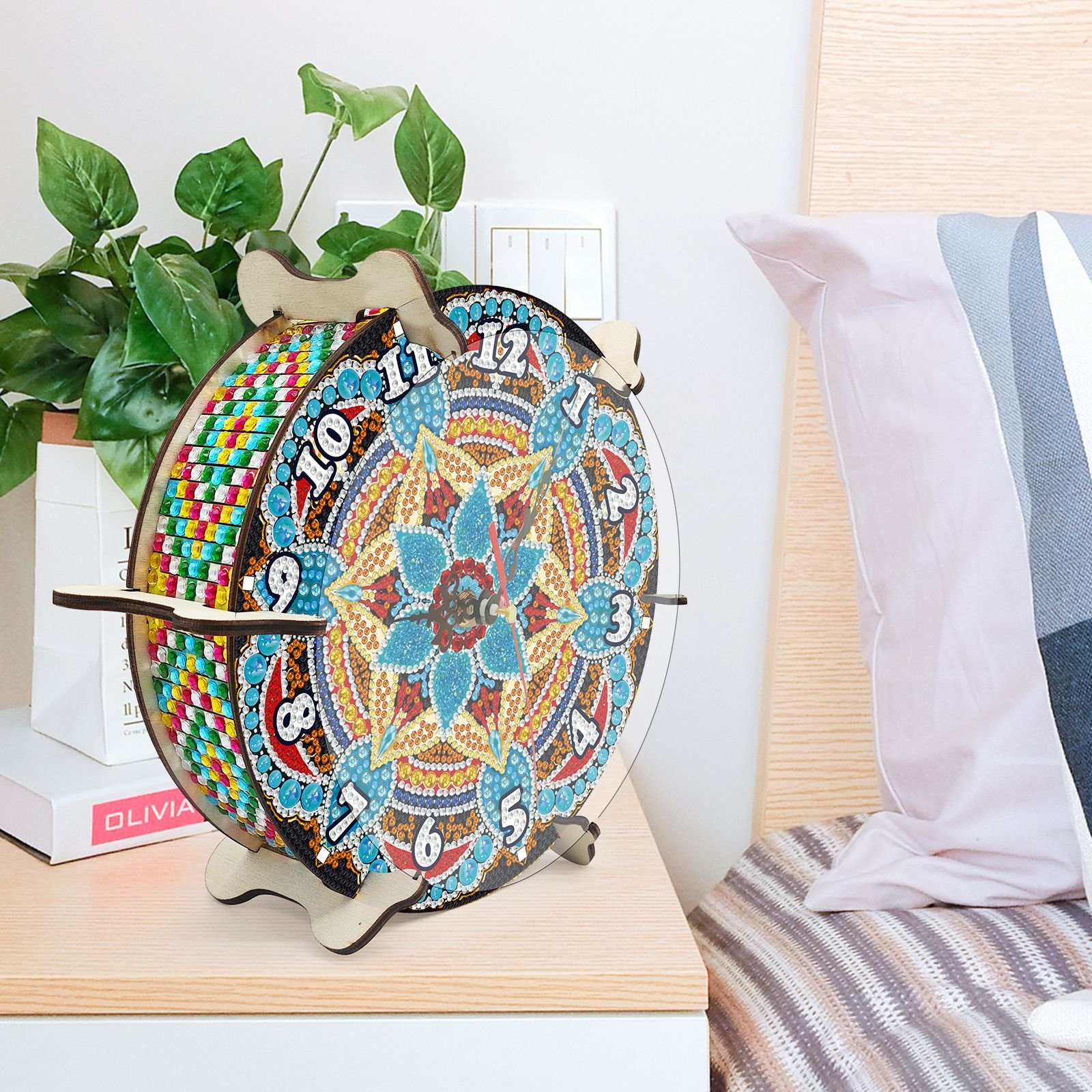 Mandala Bohemian Clocks Rhinestone Arts Craft Diamond Paintings by Number Kits for Adults