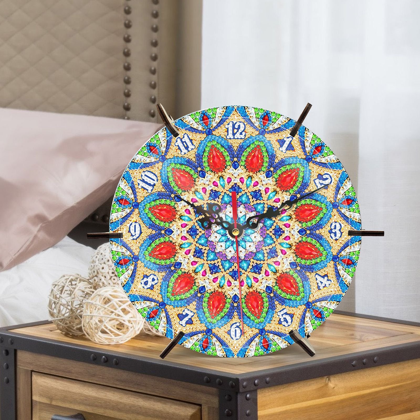 Mandala Bohemian Clocks Rhinestone Arts Craft Diamond Paintings by Number Kits for Adults