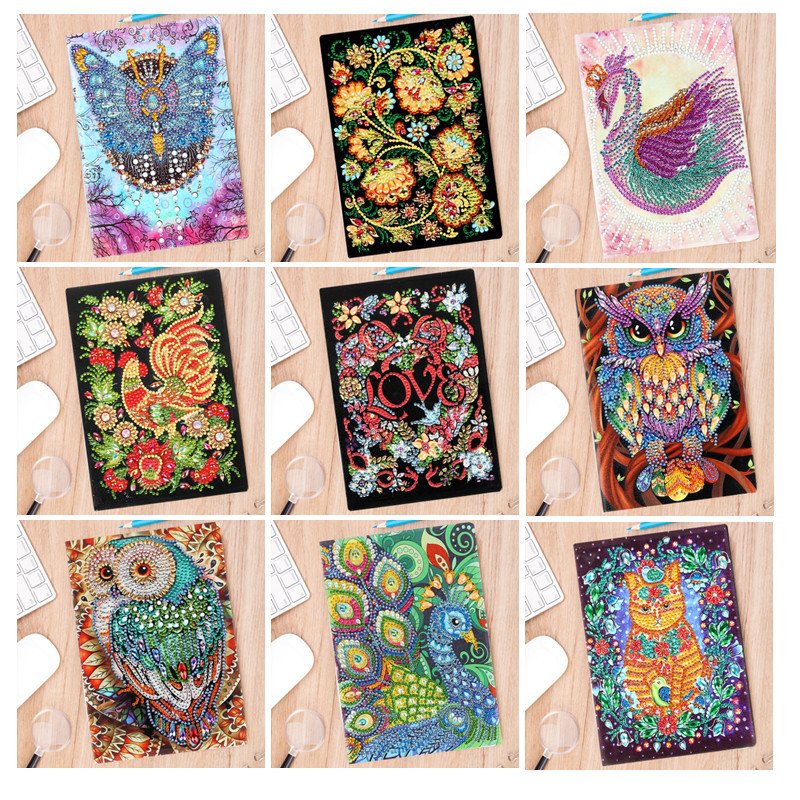5D Diamond Painting Notebook DIY Cartoon Animal Flower A5 Diary Book Gift Special Shaped Diamond Embroidery Note Book