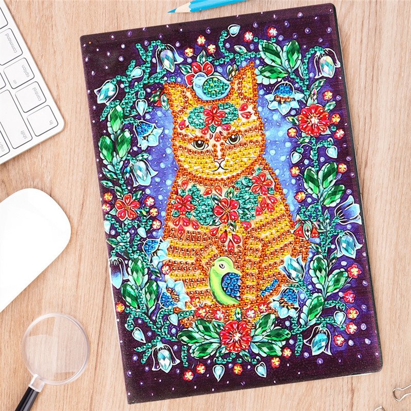 5D Diamond Painting Notebook DIY Cartoon Animal Flower A5 Diary Book Gift Special Shaped Diamond Embroidery Note Book