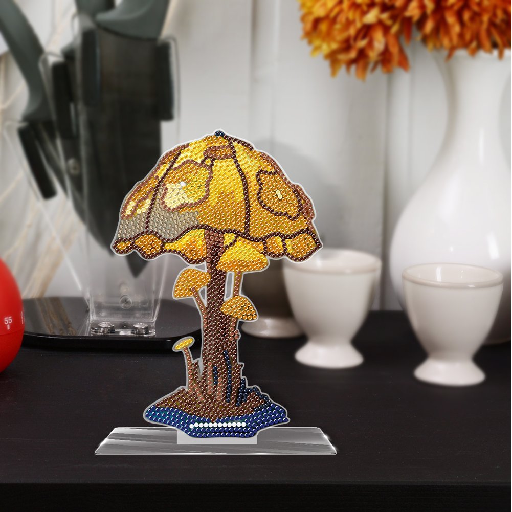 DIY Diamonds Painting Ornaments Handmade Mushroom Diamond Mosaic Ornaments Paint by Number Art Craft Round Drill Home Decoration
