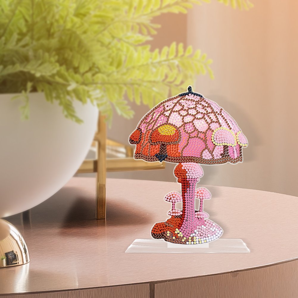 DIY Diamonds Painting Ornaments Handmade Mushroom Diamond Mosaic Ornaments Paint by Number Art Craft Round Drill Home Decoration
