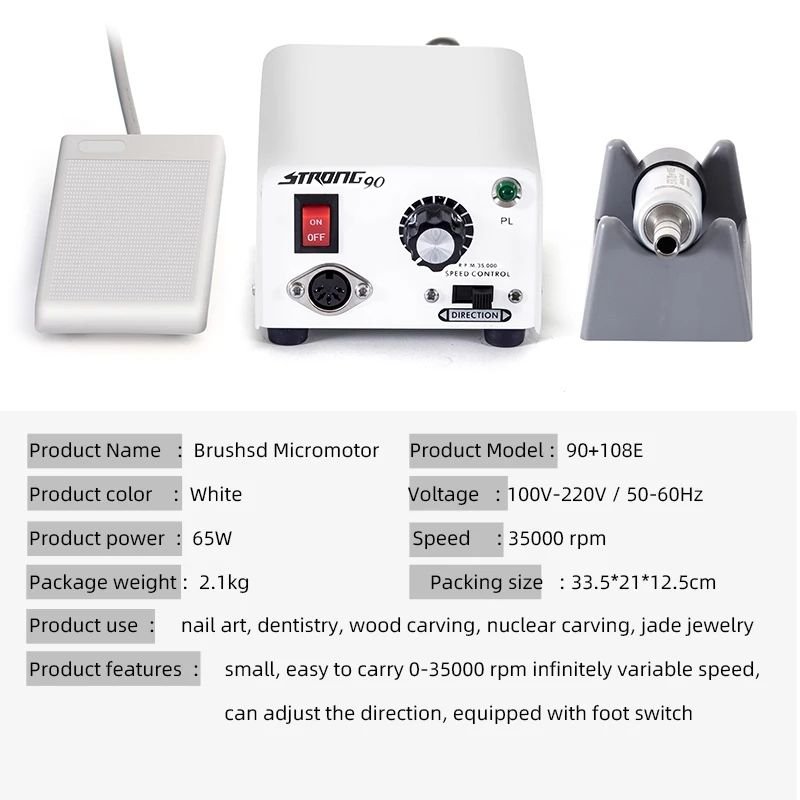 65W Dental Clinic Machine M33Es E Type Handpiece 35000rpm For Teeth Polishing With Foot Pedal