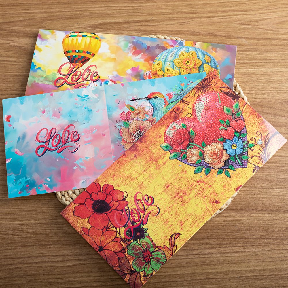 6 Pieces New Listing Christmas Diamond Painting Greeting Card Flowers Butterfly Handmade Postcards Perfect Gifts for Friends