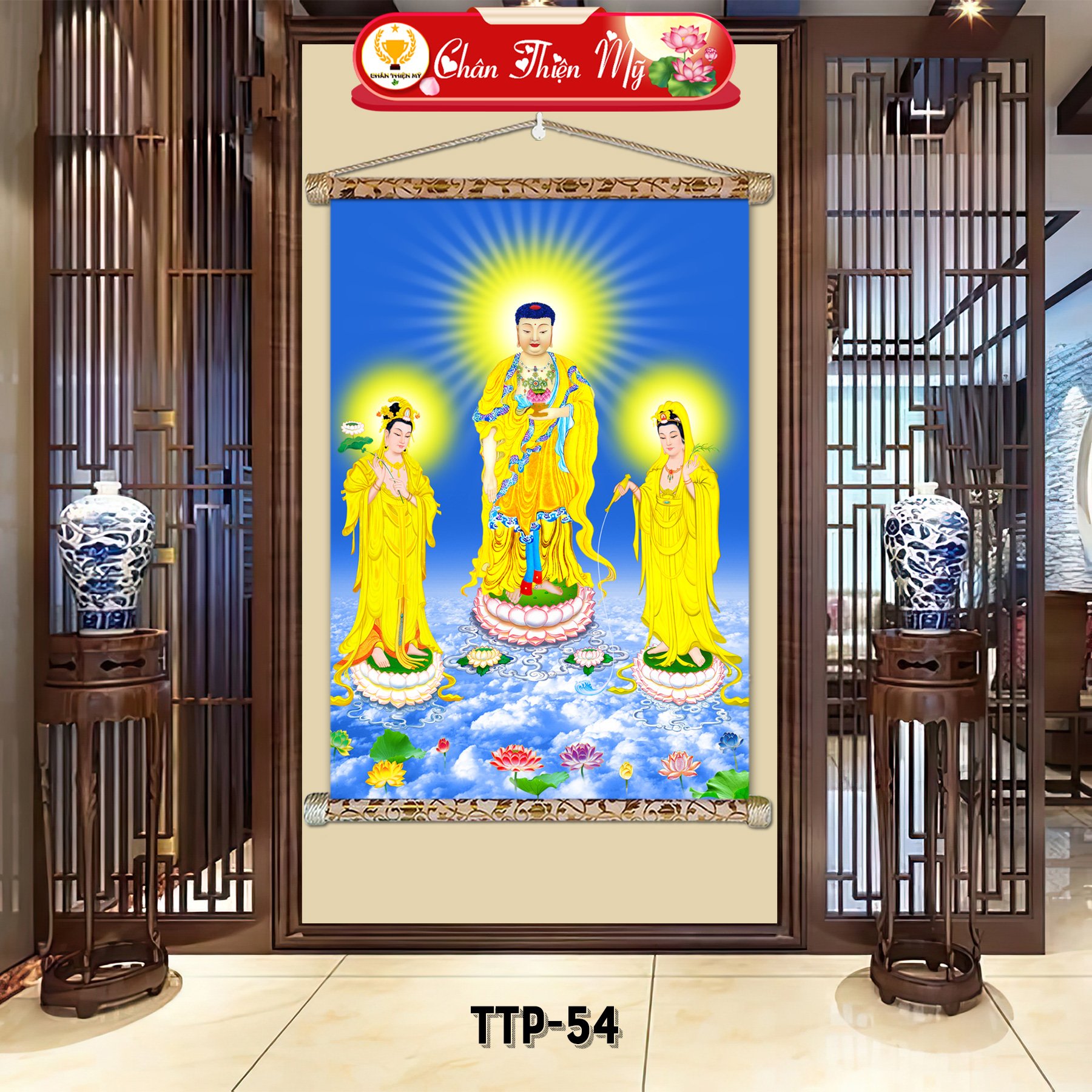 Buddha wall art picture with wooden frame for home decoration