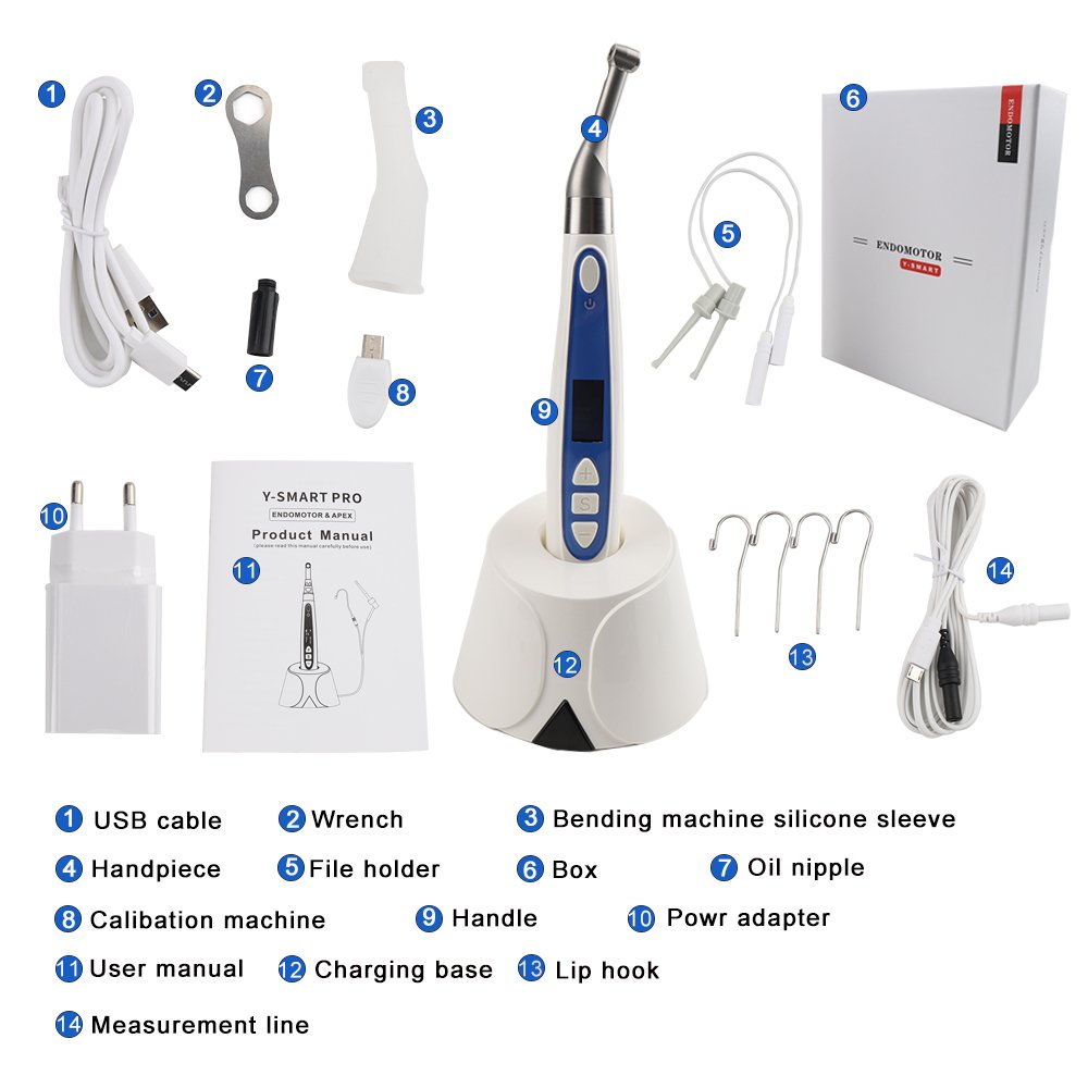 Dental Wireless Endomotor with Apex Locator 1:1 Root Canal Endodontic Treatment Handpiece