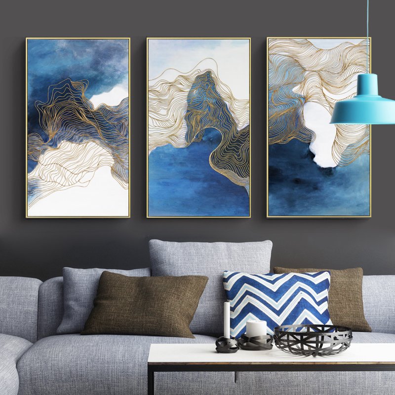 Art Modern Abstract Canvas Print Painting Picture Wall Wholesale Chinese Customised Custom Wall Art Printing Polyester 4pcs/ctn