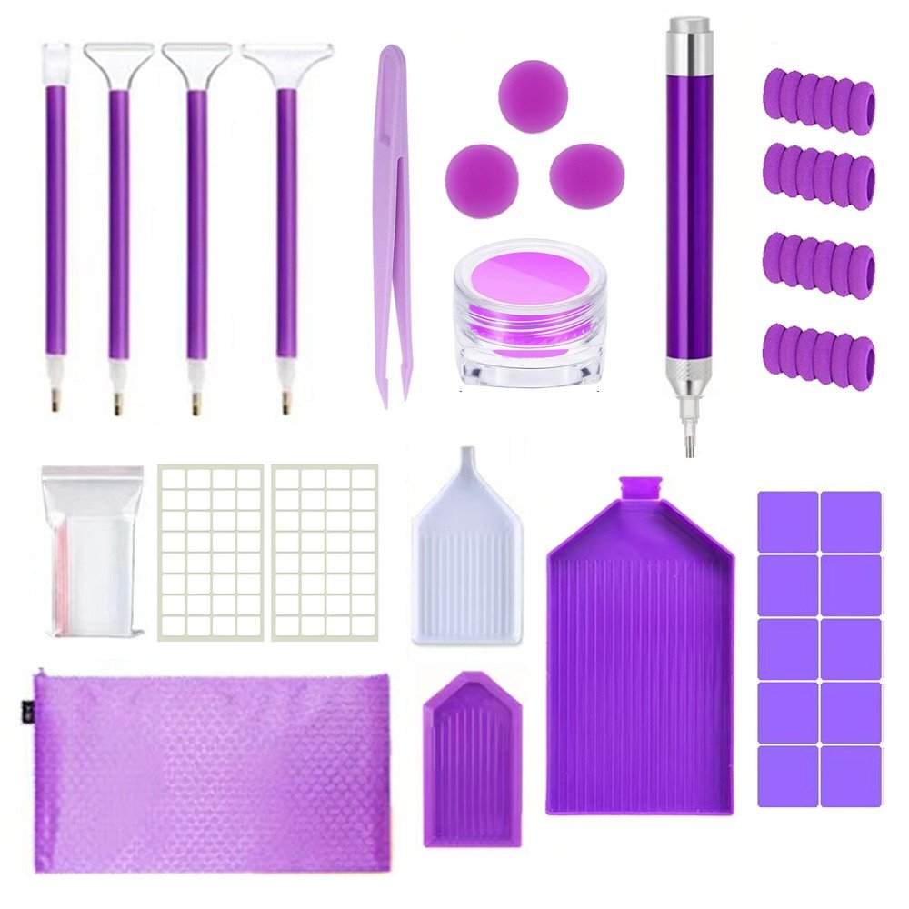 New Arrival 5D DIY Diamond Painting Tool Set with Storage Bag Includes Point Drill Pen Modern Style Plastic Pattern Packed Box