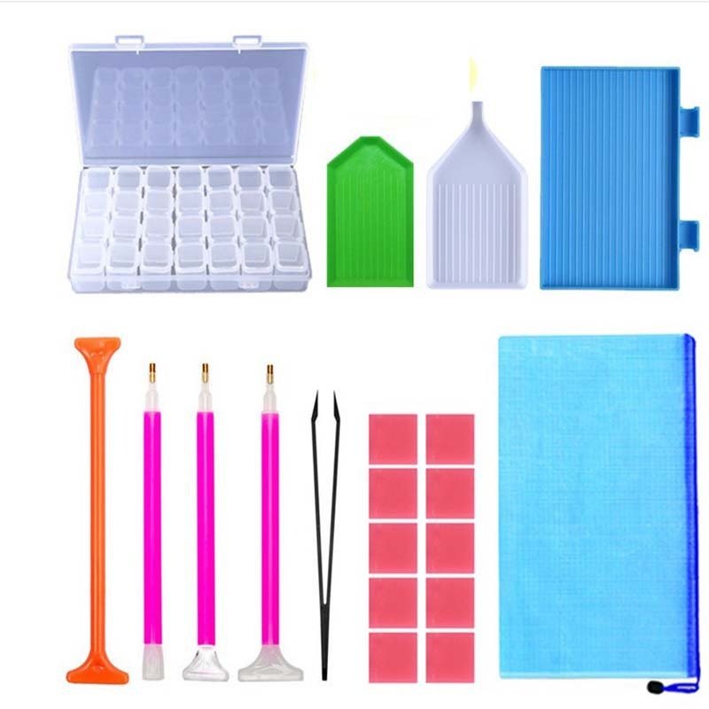 New Arrival 5D DIY Diamond Painting Tool Set with Storage Bag Includes Point Drill Pen Modern Style Plastic Pattern Packed Box
