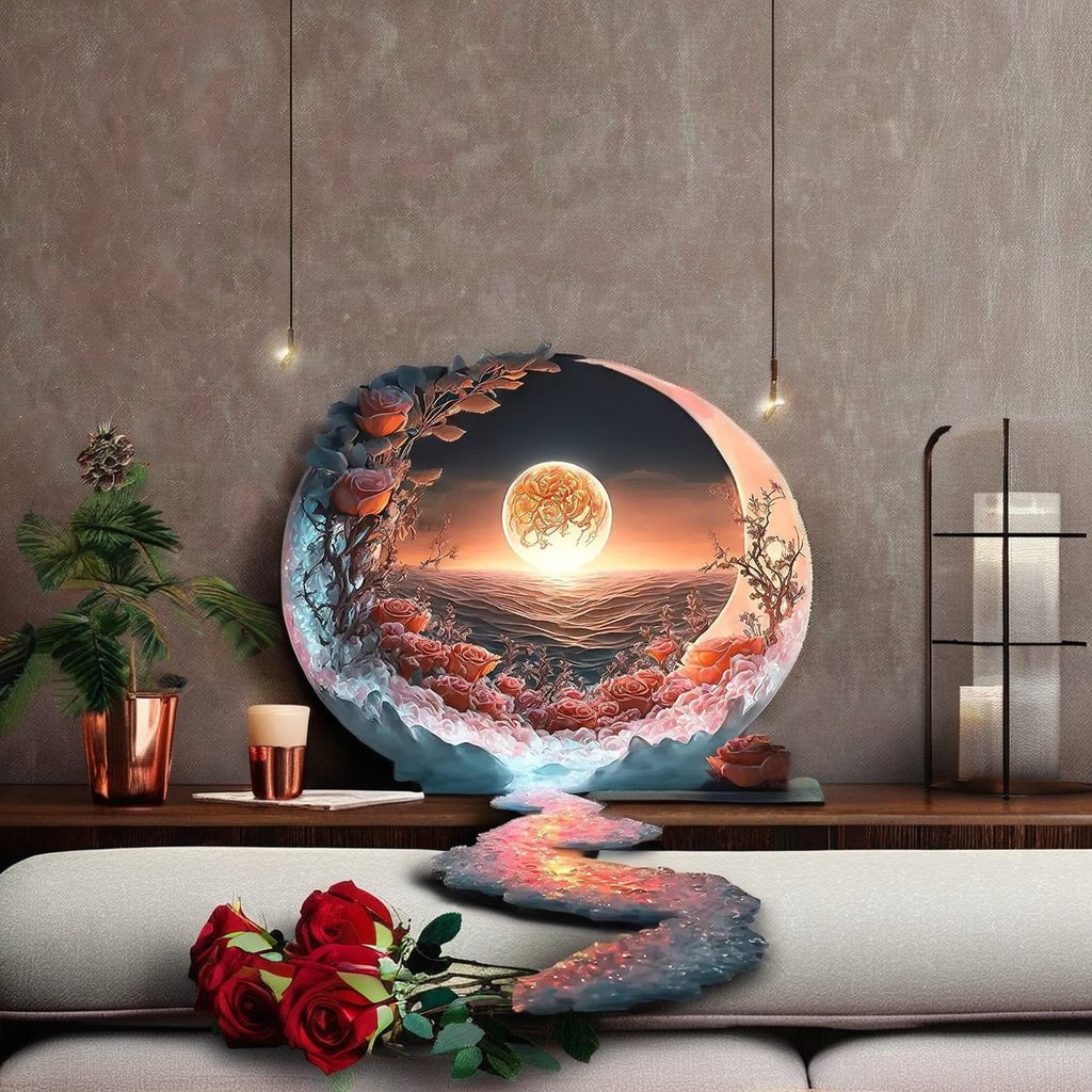Custom 5D DIY Crystal Diamond Art Painting Kit High Scenery Moon Picture AB Drill Square Design Pattern Home Classic Landscape