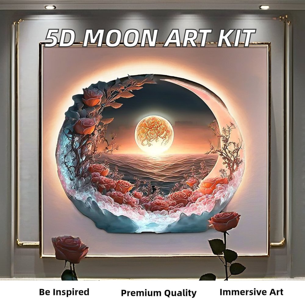 Custom 5D DIY Crystal Diamond Art Painting Kit High Scenery Moon Picture AB Drill Square Design Pattern Home Classic Landscape