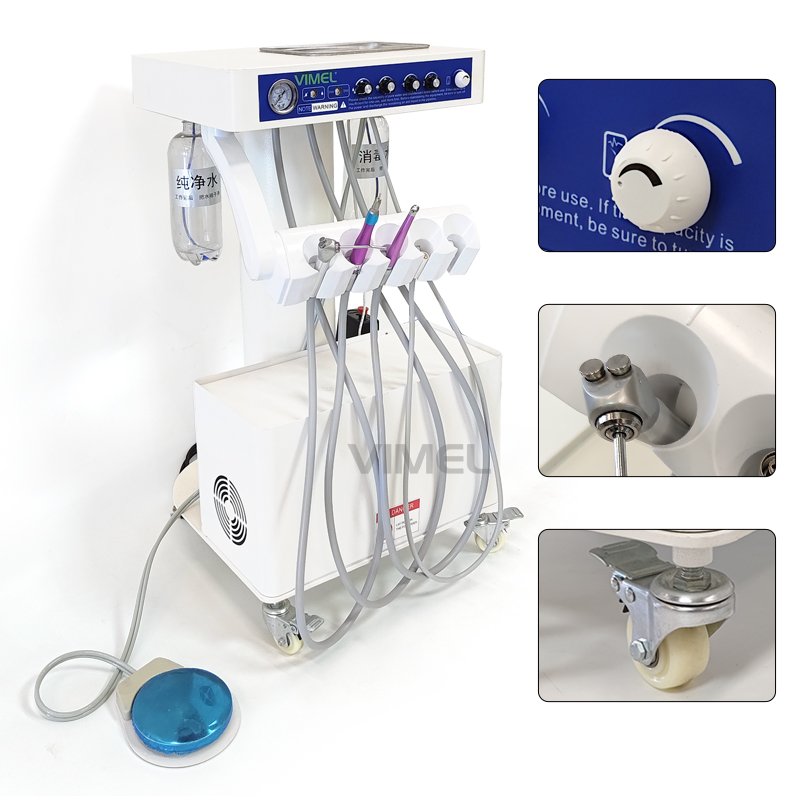Complete Dental Portable Unit Trolley With Air Compressor Ultrasonic Scaler And Handpiece Kits Veterinary Mobile Turbine Unit