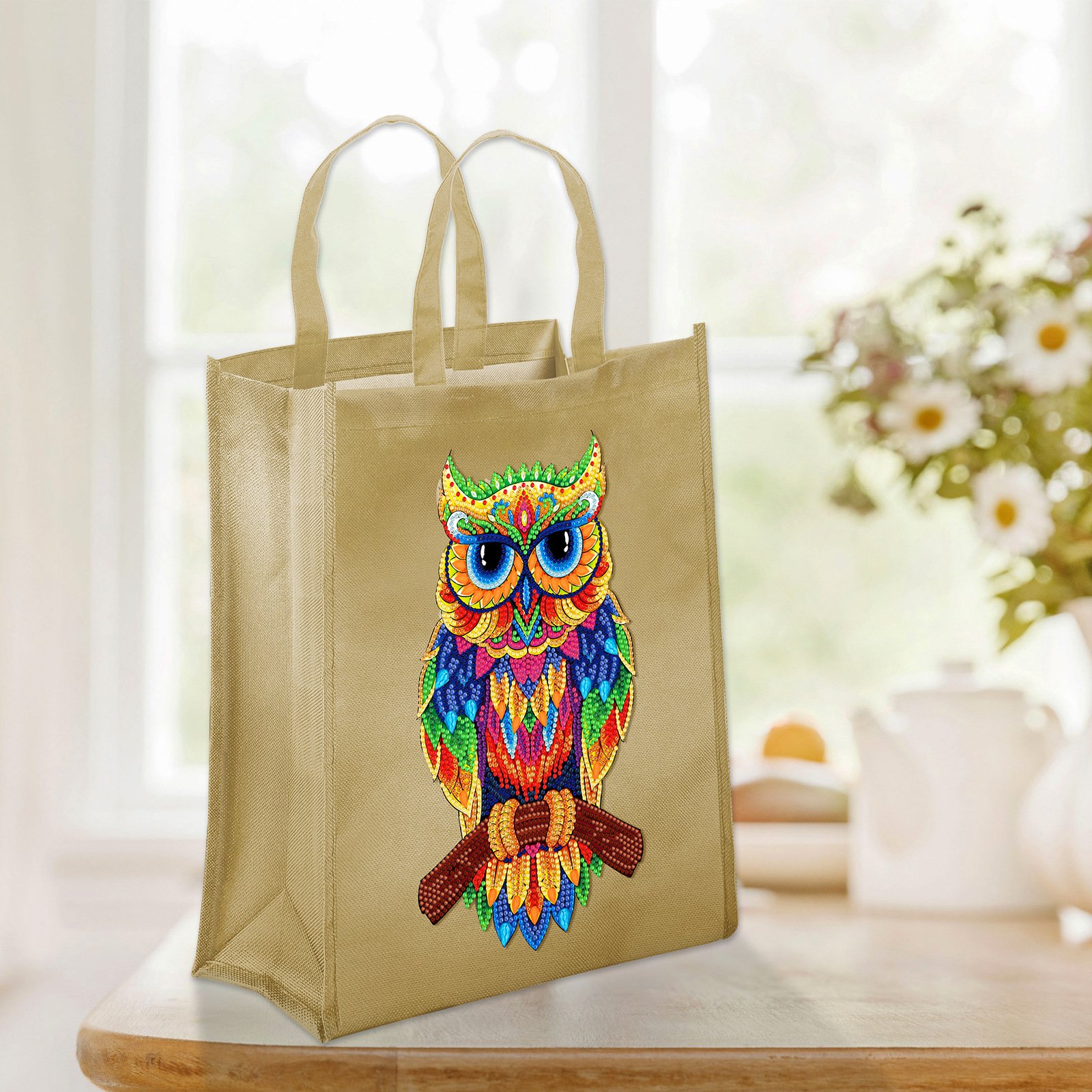 SONGWOO Best Selling Flowers Diamond Embroidery Crystal Rhinestone Luminous Diamond Painting Eco-Friendly Shopping Bag Crafts