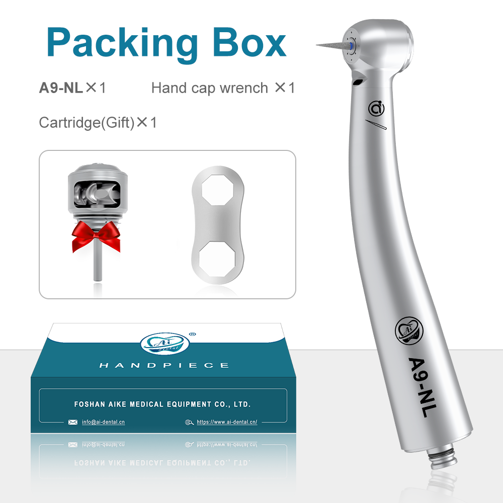 AI DENTAL AiKO Series A9-NL Optic N-Type Dental Standard Head Air Turbine High Speed Handpiece Ceramic Bearing Inner Water Spray