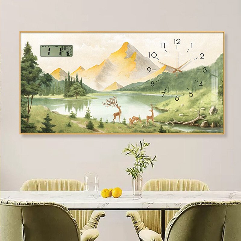 Living room calendar clock hanging picture new Product Explosion modern clock decorative painting home decor wall art with clock