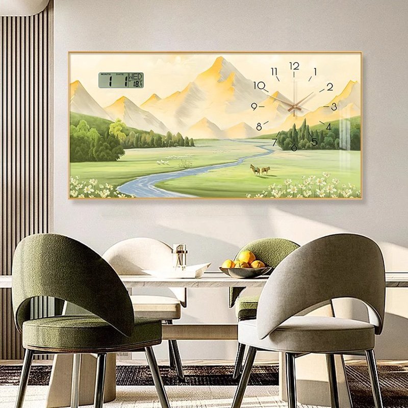 Living room calendar clock hanging picture new Product Explosion modern clock decorative painting home decor wall art with clock