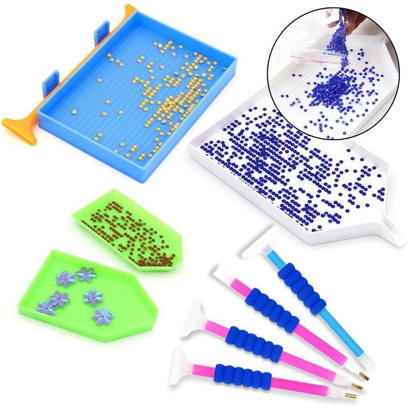 VANCY ARTS 5D Diamond Painting Accessory For DIY 60PCS Diamond Painting Dot Pen Tools Including Tray Wax Drill Pen Roller