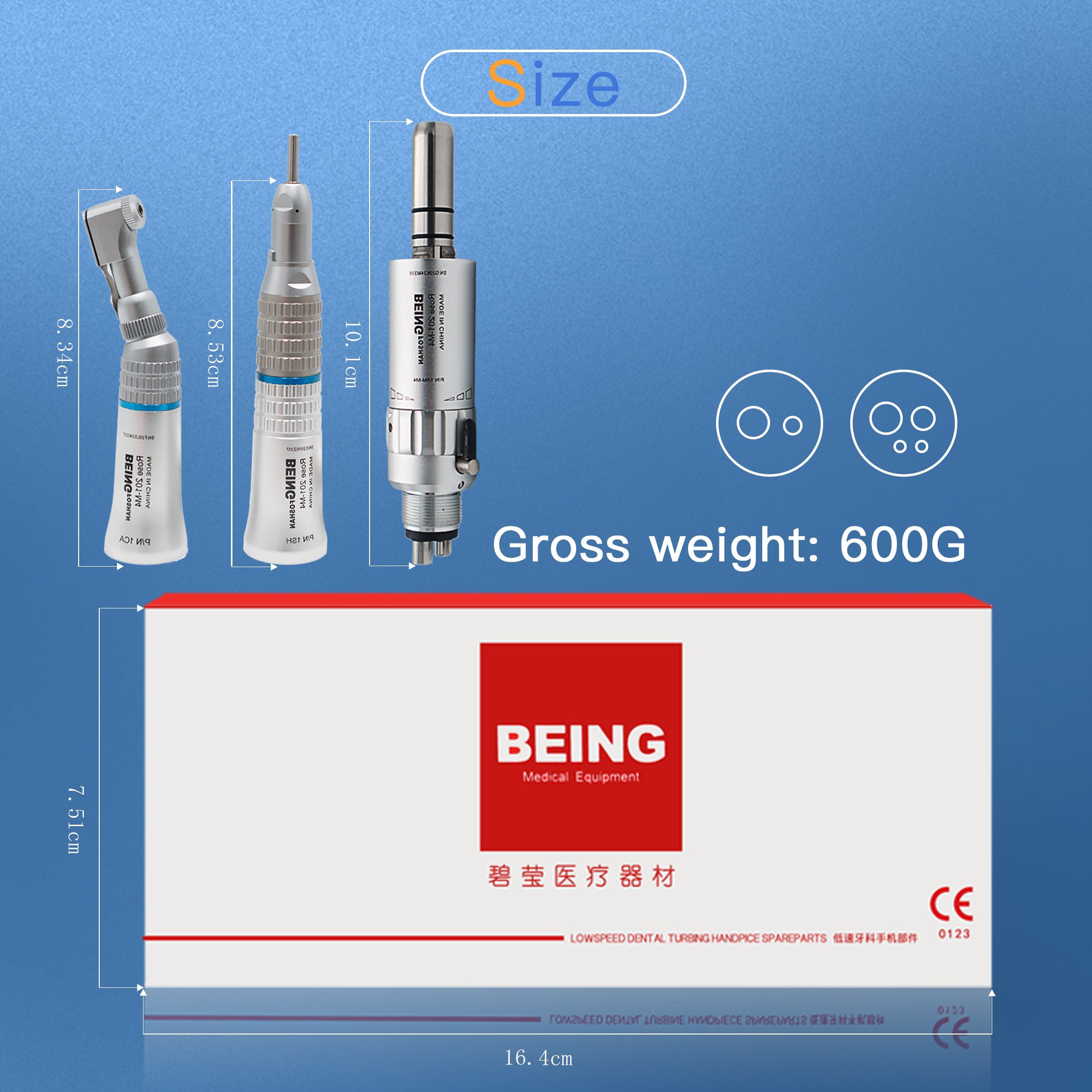 Foshan Best Seller Being Dental Handpiece Micro Motor 1: 1 Air Motor External Water Air E-Type Turbine