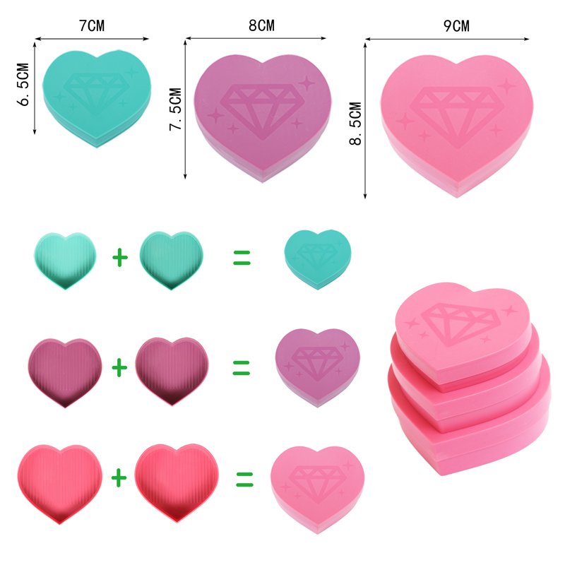 Heart-shaped Diamond Tray Box Diamond Painting Tools Accessories Point Drill Pen Clay Tray Kits Used For Diy Canvas Embroidery