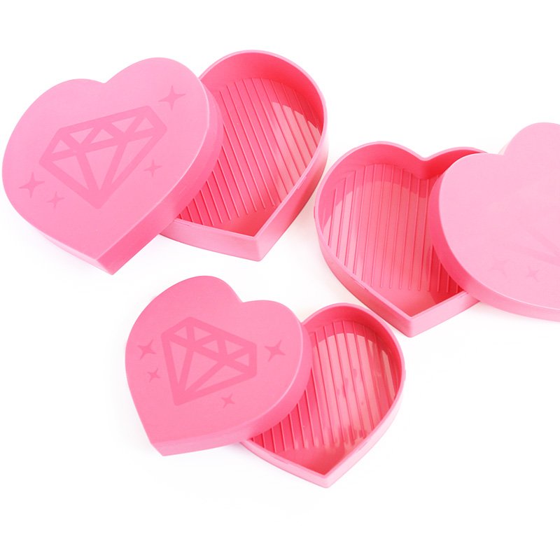 Heart-shaped Diamond Tray Box Diamond Painting Tools Accessories Point Drill Pen Clay Tray Kits Used For Diy Canvas Embroidery
