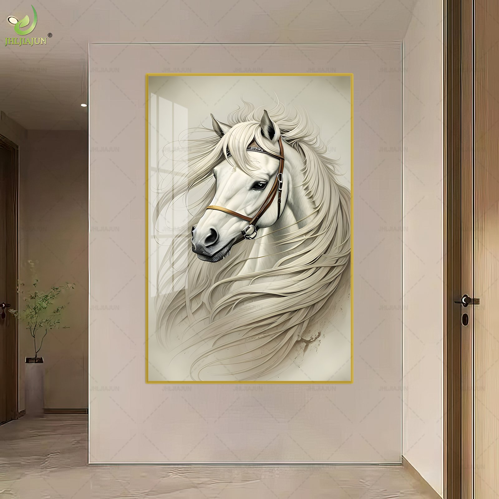 Luxury Painted Modern Decoration Personal Customization Picture Abstract Horse 3D Relief Wall Hanging Animal Painting