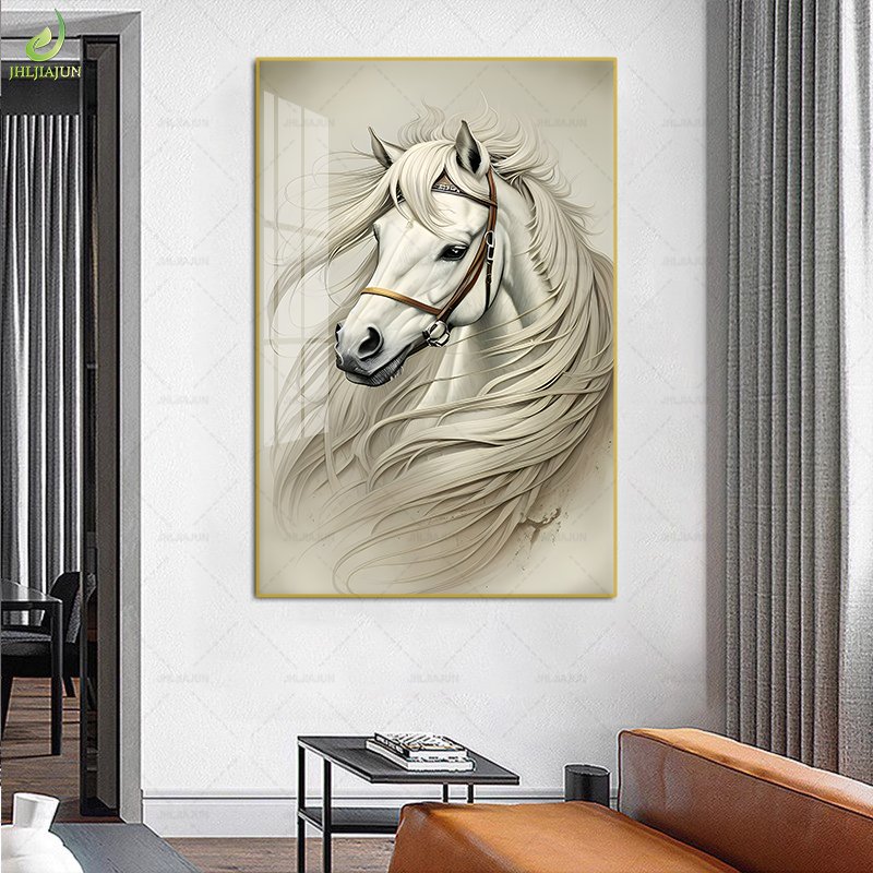 Luxury Painted Modern Decoration Personal Customization Picture Abstract Horse 3D Relief Wall Hanging Animal Painting