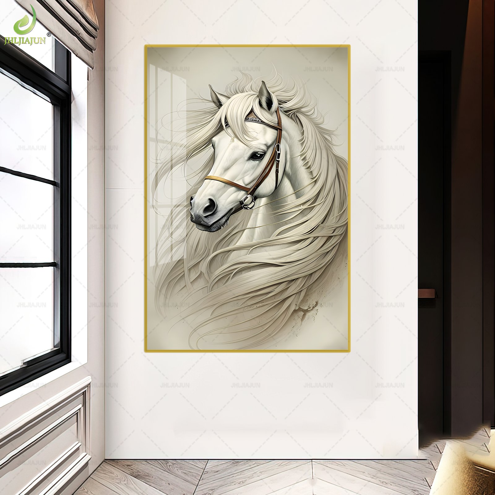 Luxury Painted Modern Decoration Personal Customization Picture Abstract Horse 3D Relief Wall Hanging Animal Painting