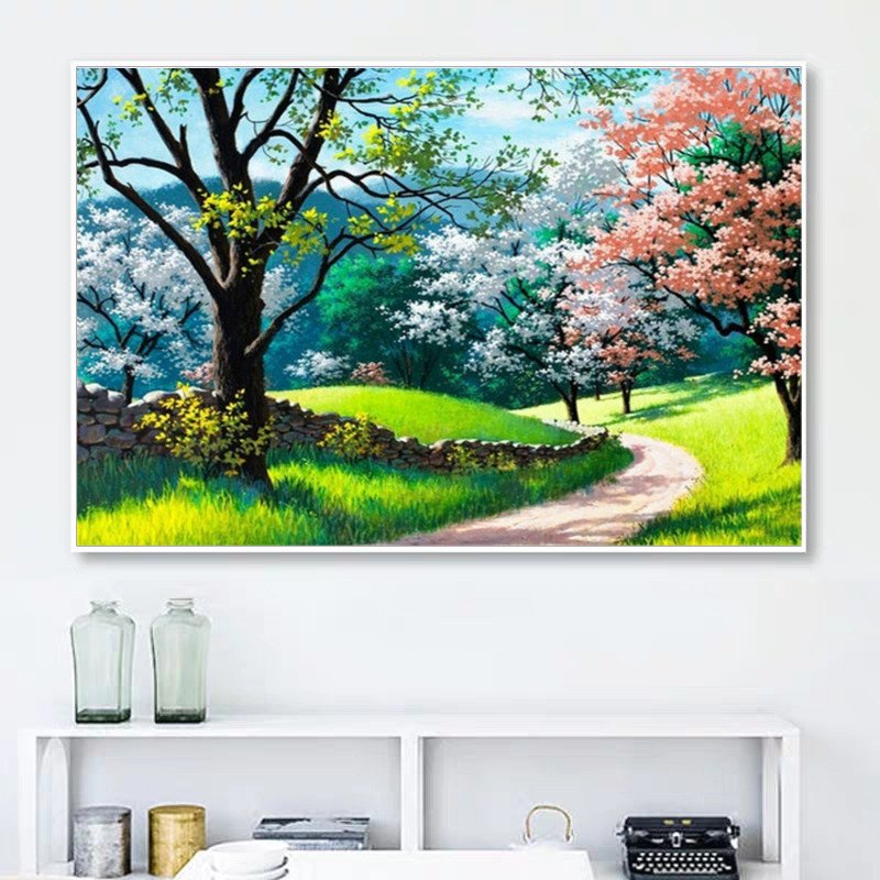 Wholesale 5D Diamond Painting DIY Home Decor with round Square Rhinestones Landscape and Seascape Printed Scenery