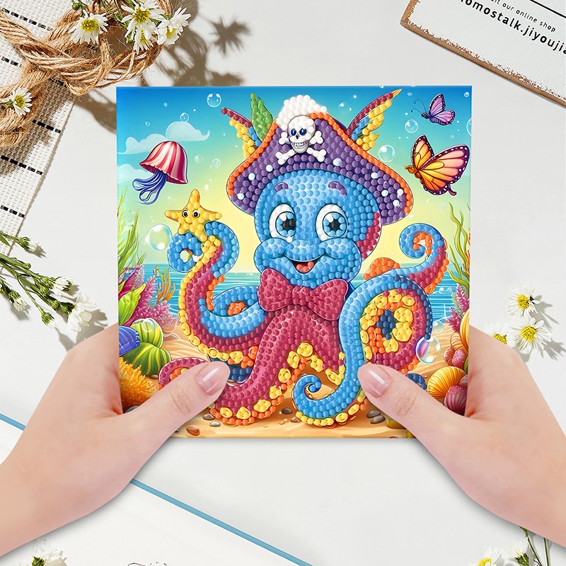 Diamond Painting Greeting Cards DIY Holiday Gifts Cute Marine Animals 12pcs Set Custom Greeting Cards with Envelopes