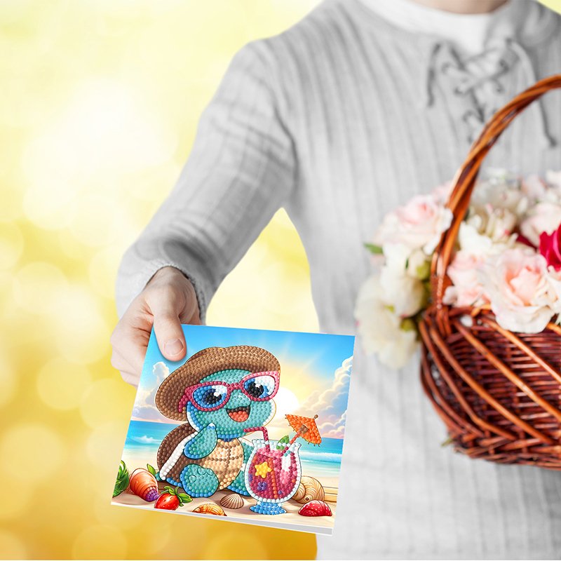 Diamond Painting Greeting Cards DIY Holiday Gifts Cute Marine Animals 12pcs Set Custom Greeting Cards with Envelopes