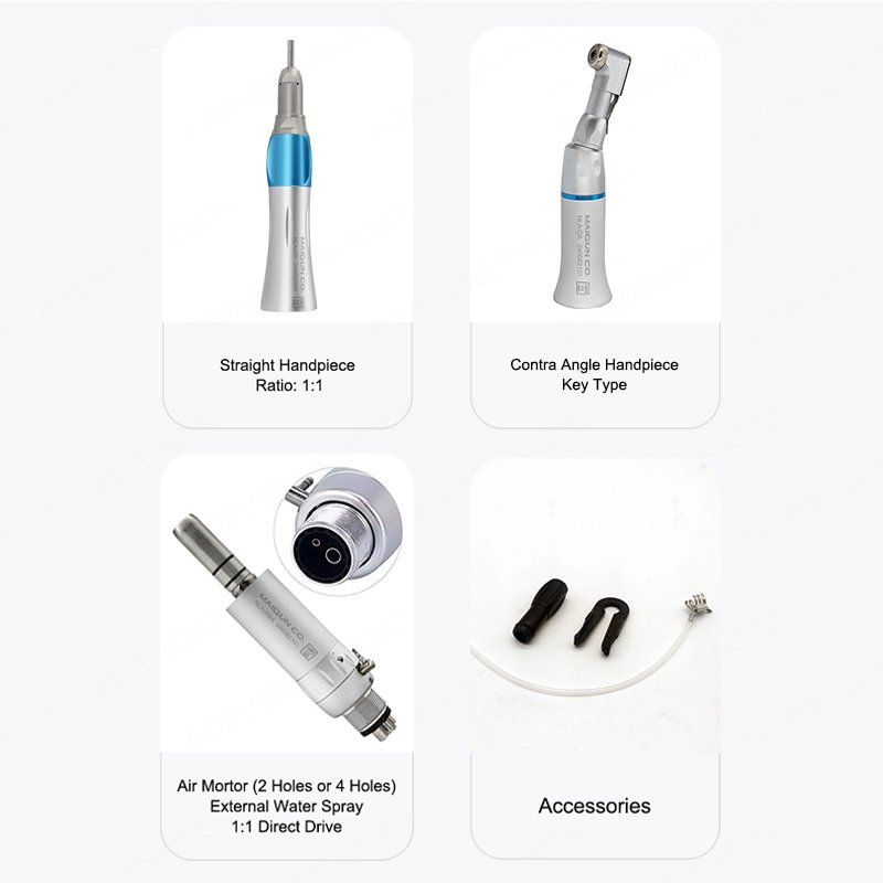 Affordable 2 Hole 4 Holes External Low Speed Contra Angle Air Motor Set Air Turbine High Speed Panamax 203C Fast Handpiece Kit
