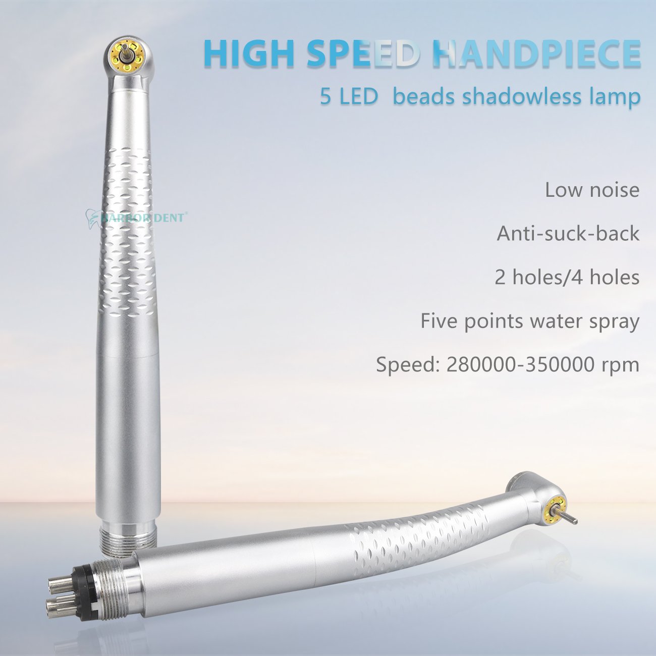 Dental Handpiece 5 LED Bulbs 5 Water Spray Shadowless Light High Speed Dental Handpiece 2 Hole 4 Holes