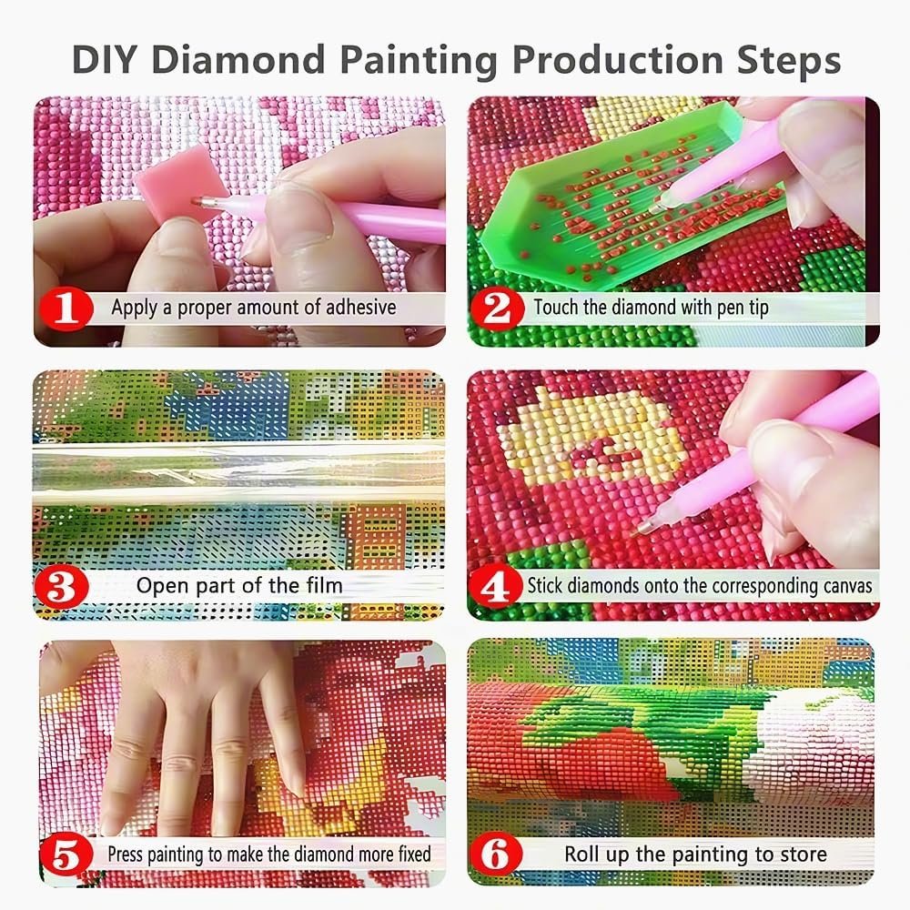 Diamond Painting Full Drill Pink Rose Diamond Painting for Adults Round Resin Diamond Painting Supplier