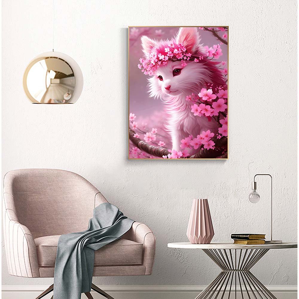 Cat Flower Sea Diamond Painting Set Landscape Painting Complete Diamond Painting Set DIY Adult Home Mural Decoration Gift