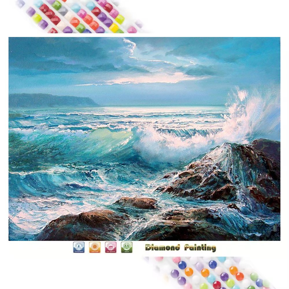 Landscape Diamond Art Painting Seaside 5D Diamond Painting DIY Full Drill Wall Art Fashion Home Decor Custom Picture Wholesale