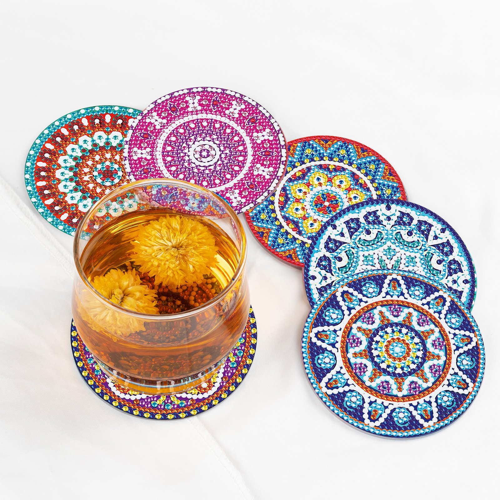 DIY Diamond Painting Coaster With Holder Cup Mat Pad Cartoon Animal Drink Cup Cushion Table Placemat Heat Resistant Cup Pad
