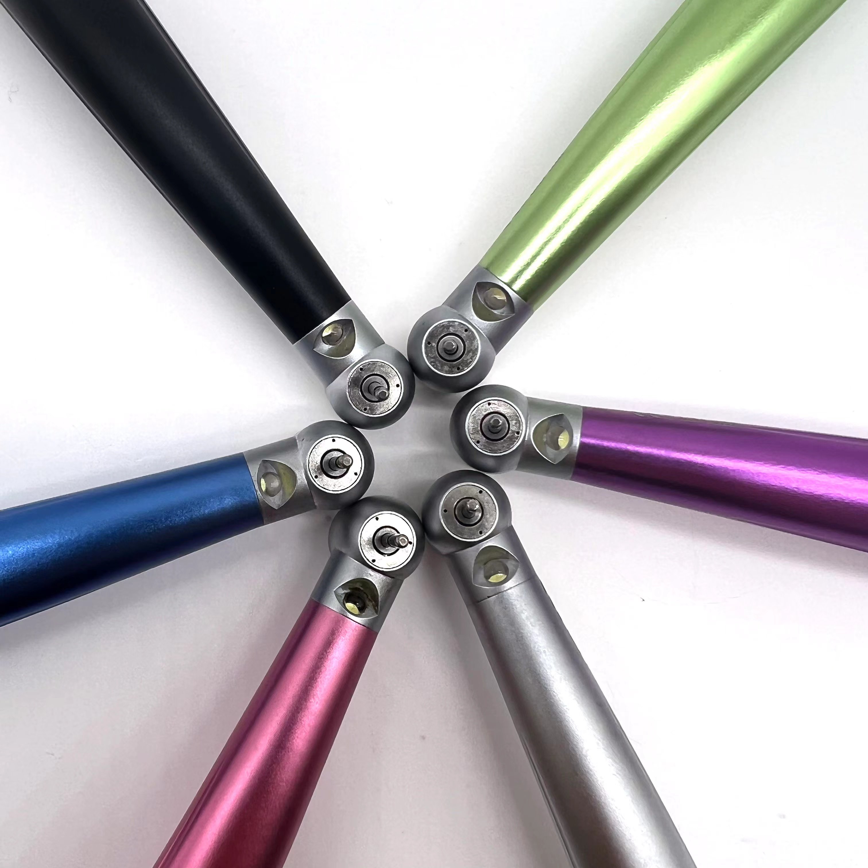 High quality Colorful Dental LED High Speed Push Button Turbine Handpiece 3 Water Spray 2/4 Holes