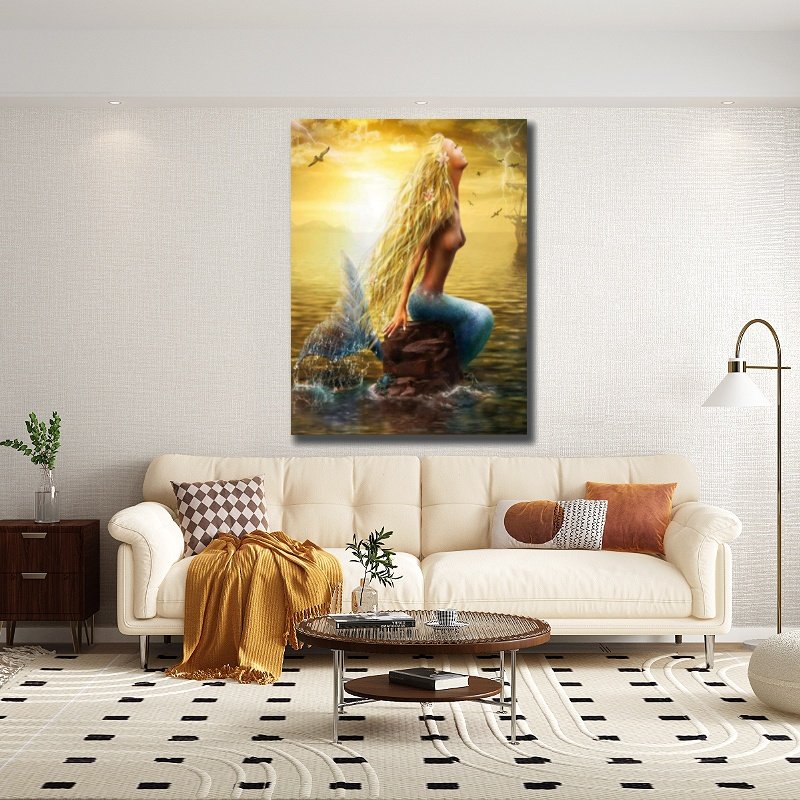 Handmade Diamond Painting Kit Artwork DIY Crystal Nude Mermaid Wholesale Full Drill Diamond Painting Art Sexy Oil House Canvas