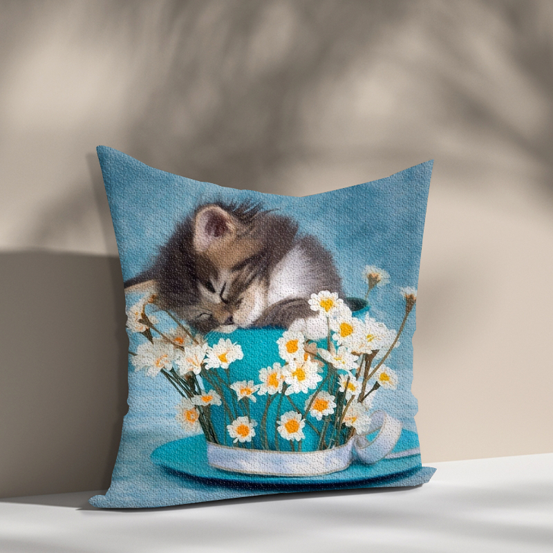 wholesale Teacup Kitten Diamond painting Animal diamond painting pillow case 5D DIY Mosaic diamond painting