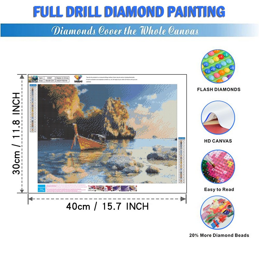 Seascape Series DIY Diamond Painting Craft Kits For Adults 30*40cm Full Round Diamond With AB Drill Painting Home Decor