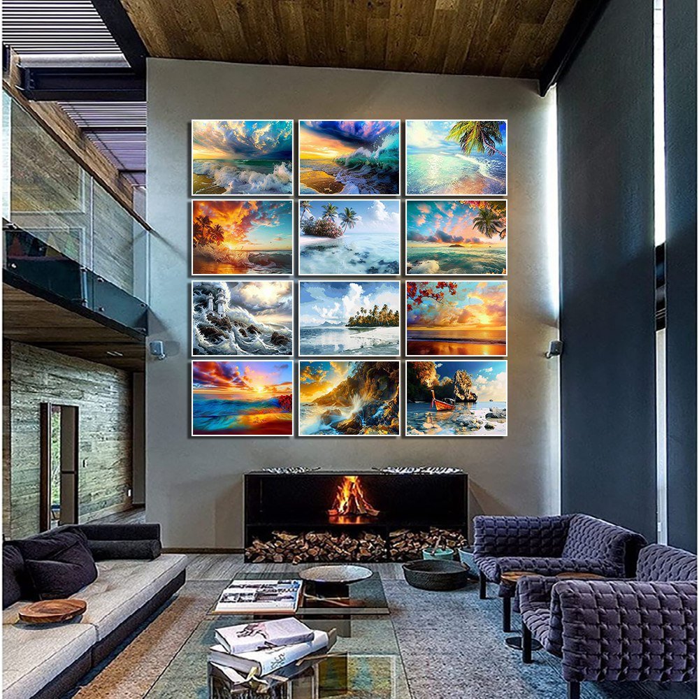 Seascape Series DIY Diamond Painting Craft Kits For Adults 30*40cm Full Round Diamond With AB Drill Painting Home Decor