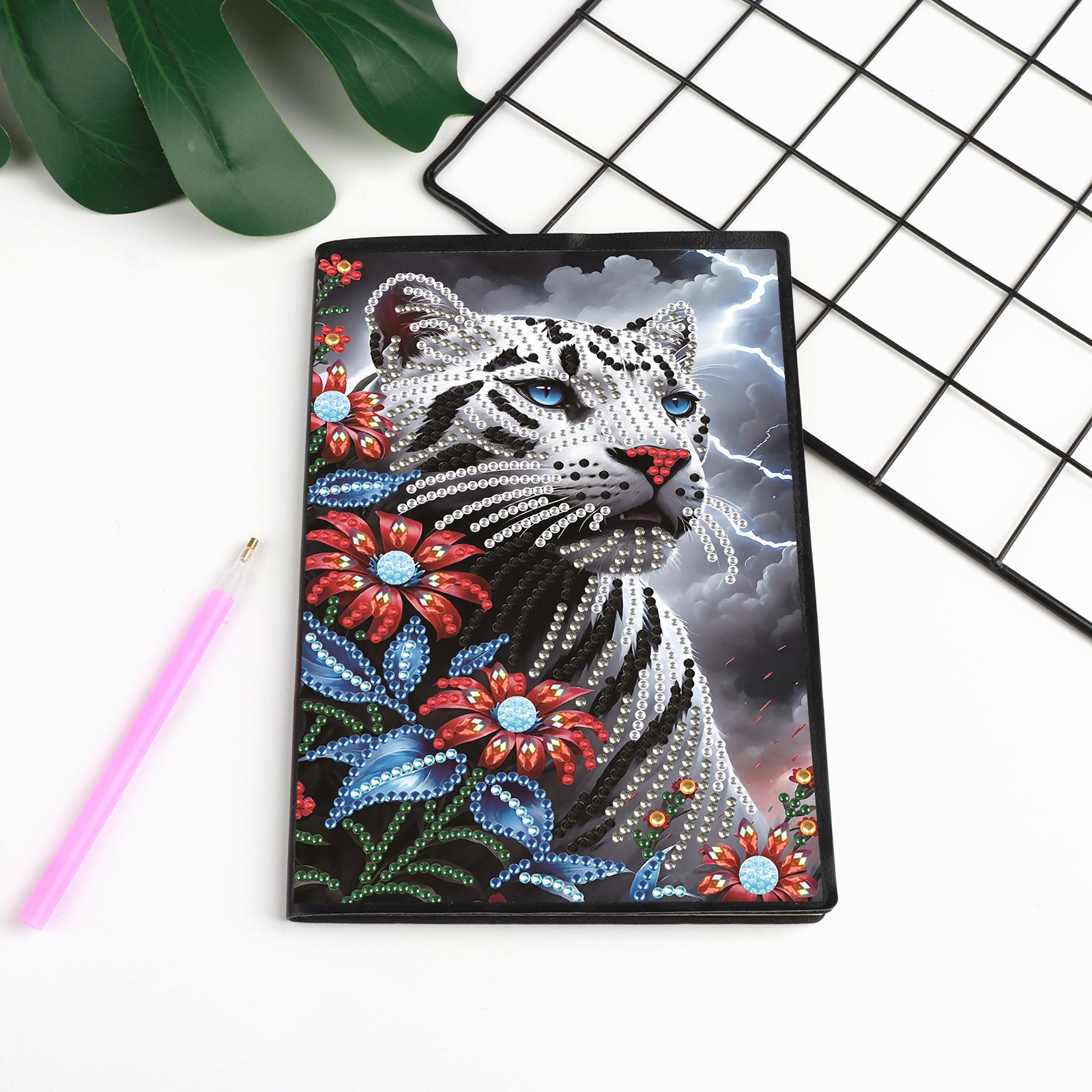 3D diamond painting tiger flower notebook