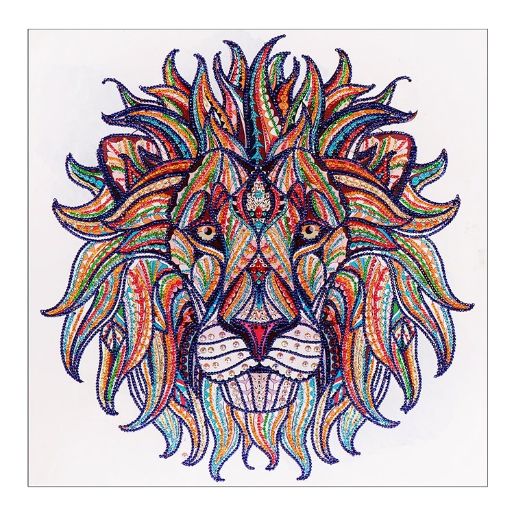 Handmade crafts wholesale DIY 50*50 cm special shaped animal lion head diamond rhinestone painting