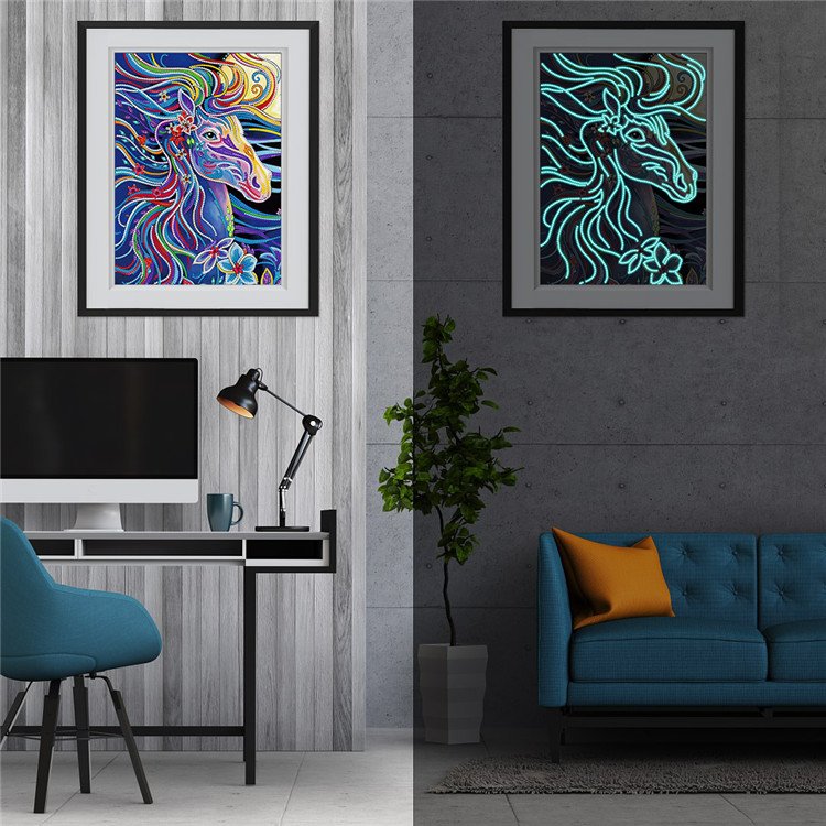 Wholesale 5d Luminous Diamond Painting Solid Wall Arts Special Shape Partial Diamond Art Painting