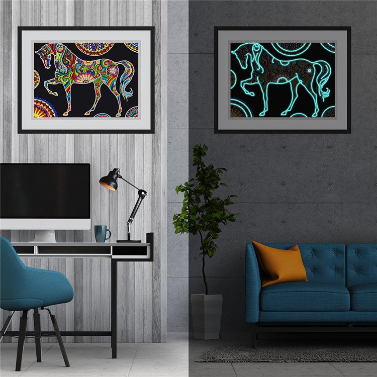 Wholesale 5d Luminous Diamond Painting Solid Wall Arts Special Shape Partial Diamond Art Painting