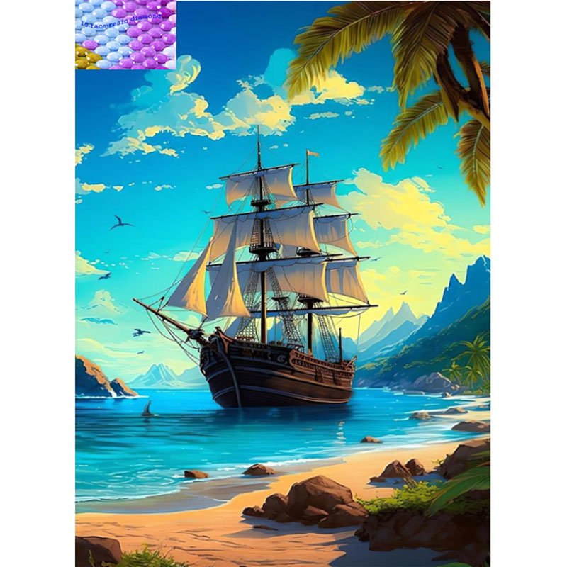 Boat seascapes 5d diamond painting diamond art kit puzzles for adults mosaic art stone painting