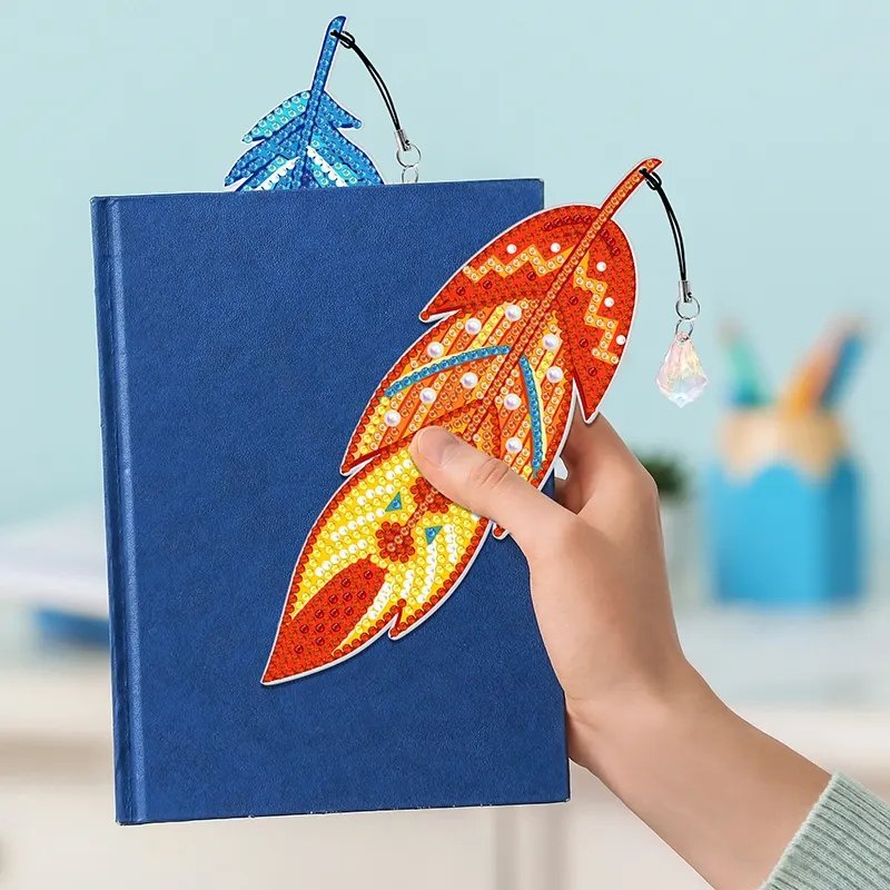 5d Diamond Painting Bookmarks Feather Bookmark Rhinestone Embroidery Mosaic Art Craft