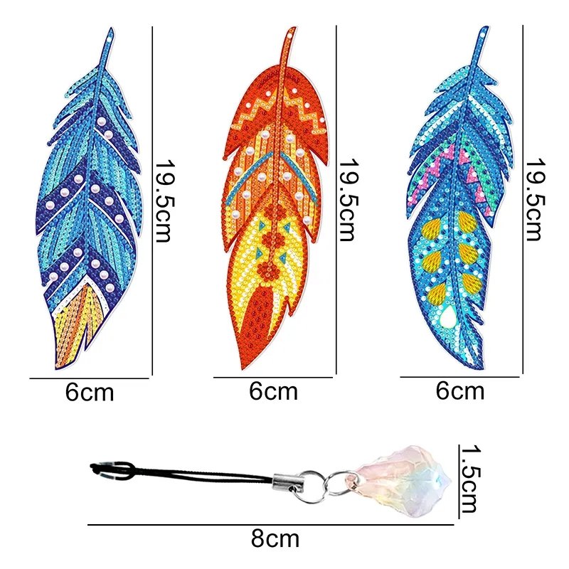 5d Diamond Painting Bookmarks Feather Bookmark Rhinestone Embroidery Mosaic Art Craft